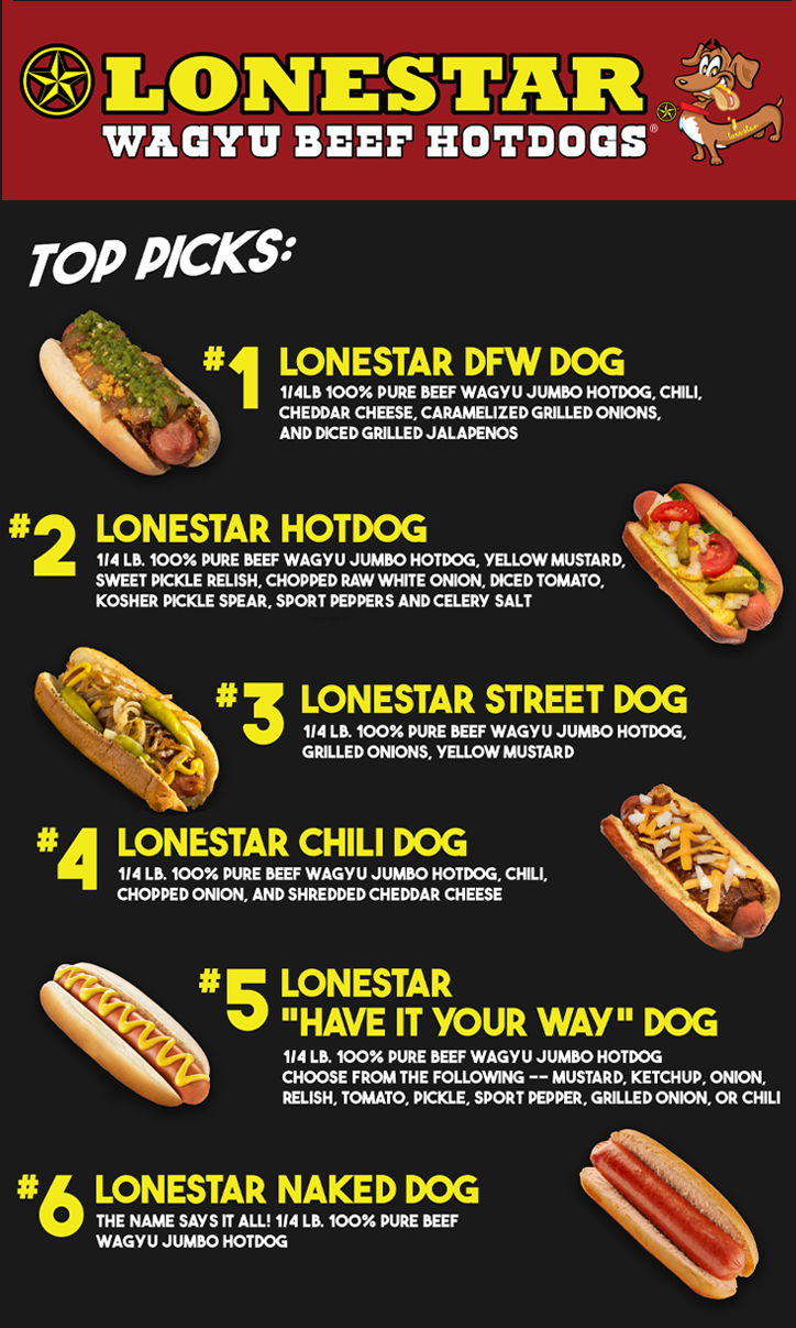 LoneStar Hotdogs Menu